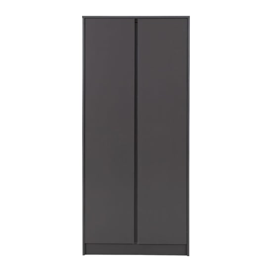 Matt graphite grey 2 door minimalist wardrobe with hanging rail and top shelf