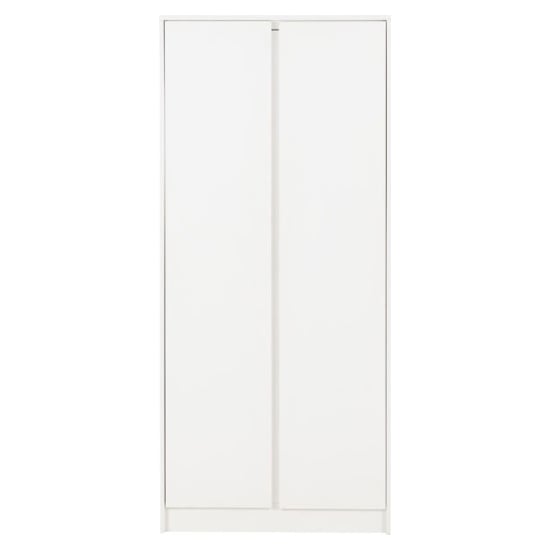 White two-door wooden wardrobe, CHOICEWARDROBE McGowen 80cm wide, matt finish.