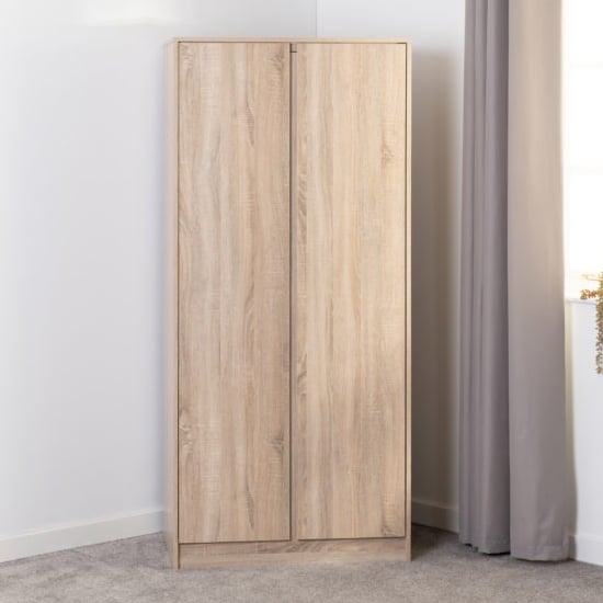 CHOICEWARDROBE McGowen 2 Door Sonoma Oak Wardrobe with hanging rail & shelf