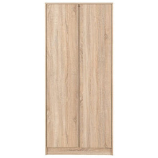 The CHOICEWARDROBE McGowen 2 Door Wooden Wardrobe in an 80cm Sonoma Oak finish offers compact bedroom storage with a hanging rail and shelf. Its modern, light wood design is shown against a plain white background.