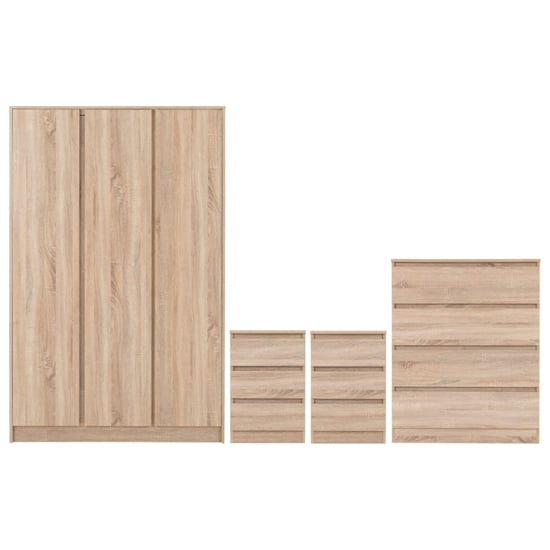 CHOICEWARDROBE McGowen 3-door oak effect wardrobe and 4-drawer chest set