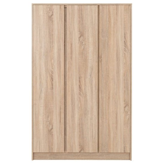 CHOICEWARDROBE 3 door wooden wardrobe in Sonoma Oak finish, 115cm wide modern storage with hanging rail and shelves.