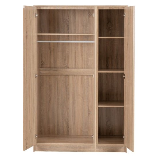 CHOICEWARDROBE 3 Door Wooden Wardrobe in Sonoma Oak with hanging rail and shelves