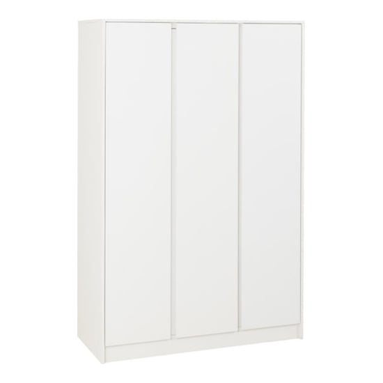 White 3-door wooden wardrobe with minimalist design
