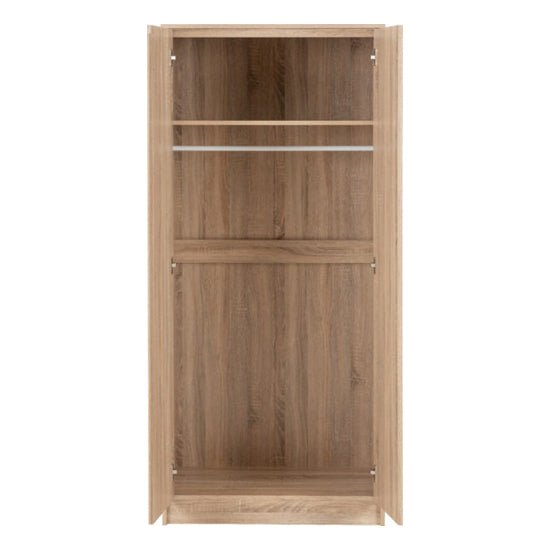 Open CHOICEWARDROBE McGowen light oak wardrobe interior with hanging rail and shelf