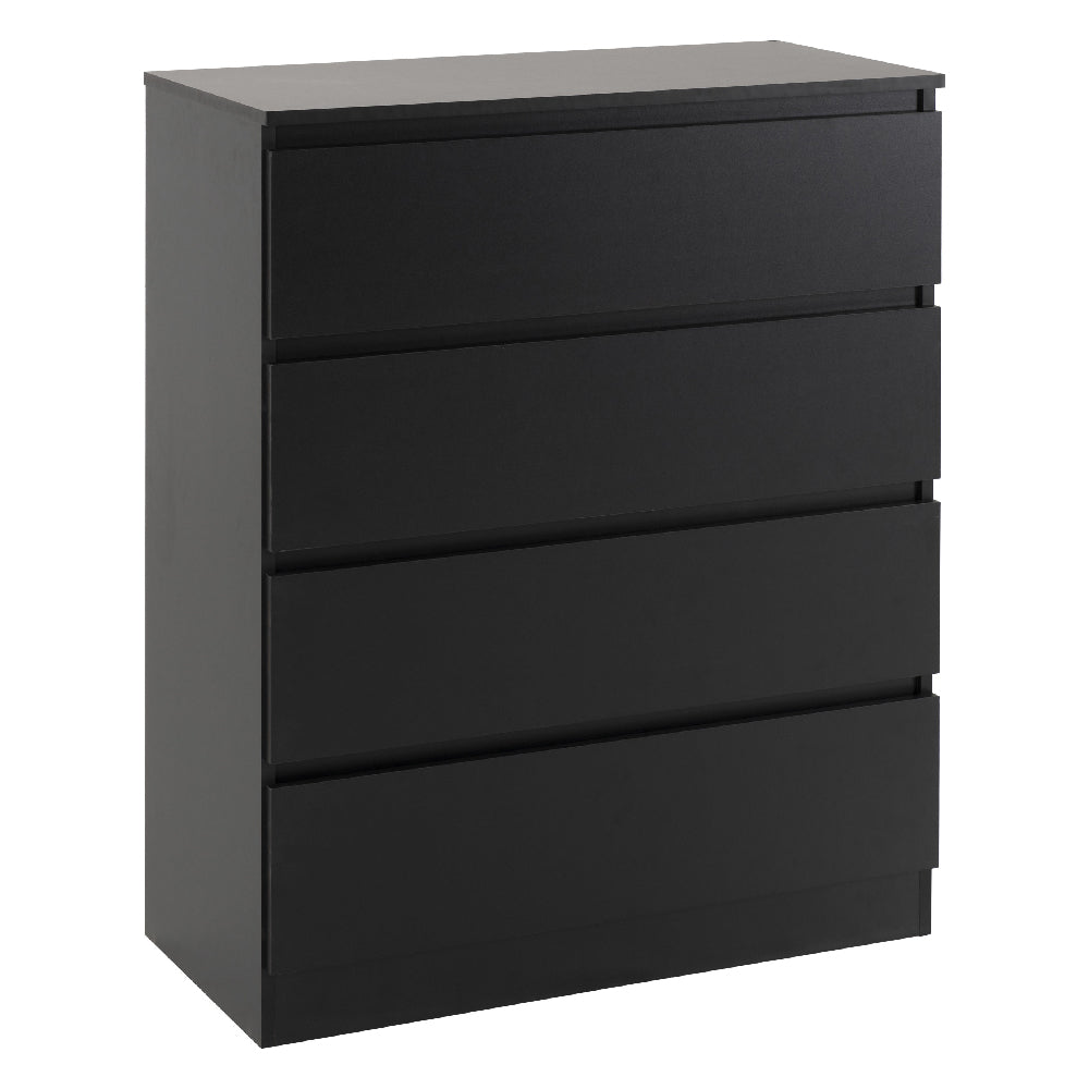 Black chest of drawers with 4 drawers from the CHOICEWARDROBE McGowen modern bedroom furniture set.