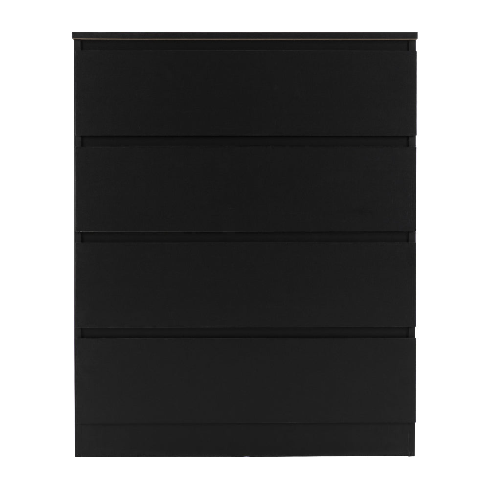 Black wooden modern minimalist chest of drawers with four handleless drawers | CHOICEWARDROBE McGowen