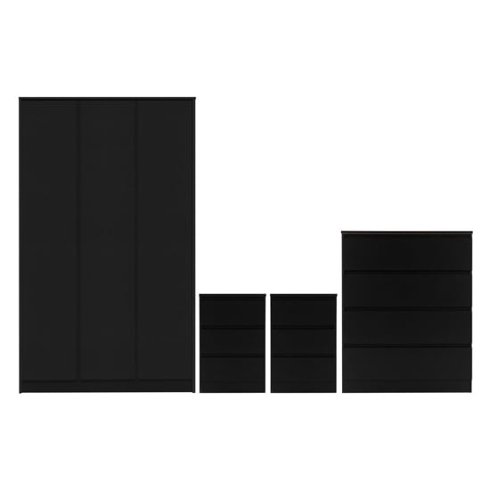 CHOICEWARDROBE matte black three-door wardrobe and chests of drawers