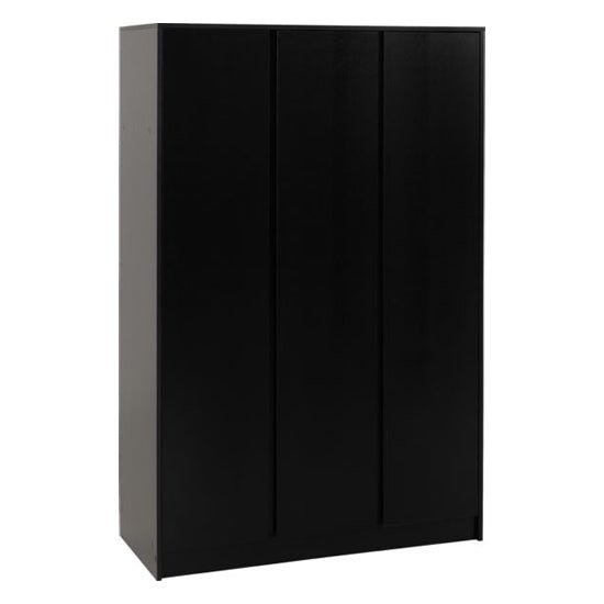 CHOICEWARDROBE three door matte black hinged wardrobe with flat front doors