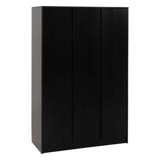 The CHOICEWARDROBE McGowen Bedroom Furniture Set in black features a sleek 2 door wardrobe, 3+2 chest, and 2 bedside tables. Its minimalist design suits any bedroom, with clean lines and no visible handles or extra decoration.