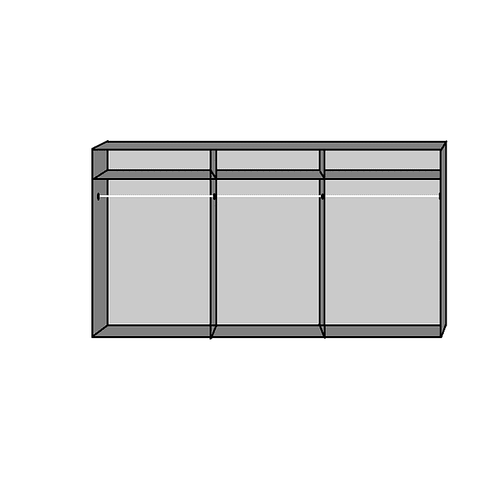 CHOICEWARDROBE 270cm 3-door sliding wardrobe, oak and graphite finish, central mirror detail.