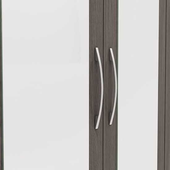 CHOICEWARDROBE Modara 230cm wardrobe doors: Dark Grey Oak wood grain with mirrored panels and silver handles.