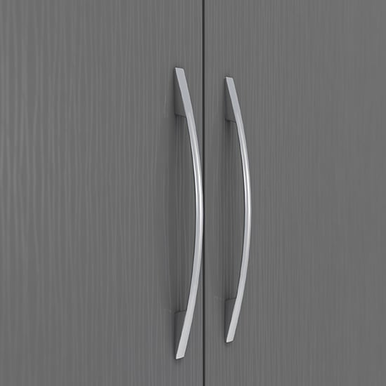 CHOICEWARDROBE Modara grey wardrobe doors with modern curved silver handles, wood-effect texture.