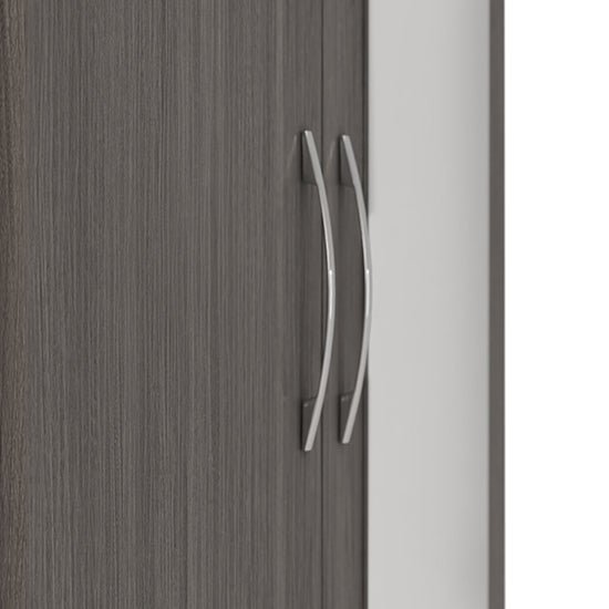 CHOICEWARDROBE 78cm 2-door wardrobe with silver handles in a dark grey wood grain finish.