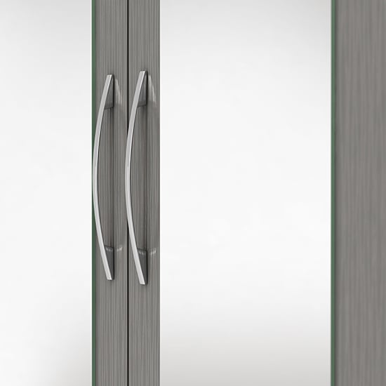 CHOICEWARDROBE Modara 4-door grey wardrobe with mirrored doors and metallic handles