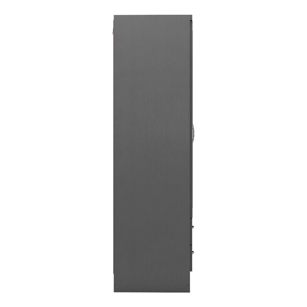 Modara Grey Gloss 3 Door Wardrobe with 2 mirrored doors, 2 drawers, 116cm wide