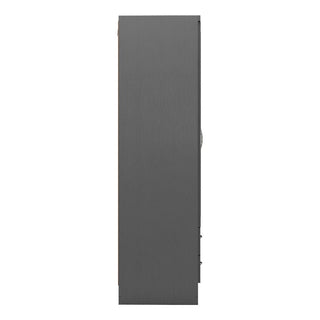 The CHOICEWARDROBE Modara Grey Gloss 3 Door Wardrobe features 2 mirrored doors, 2 drawers, and a sleek modern design—perfect as stylish bedroom storage at 182.5cm wide.