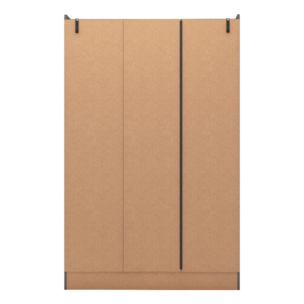 CHOICEWARDROBE Modara Grey Gloss 3 Door Wardrobe with 2 mirrored doors and 2 drawers