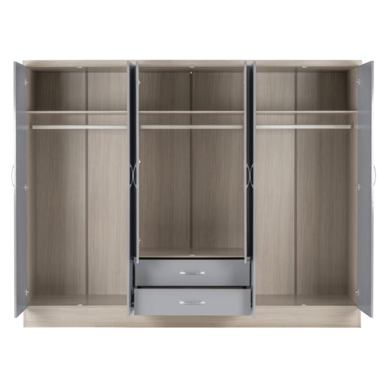CHOICEWARDROBE 6-door hinged wardrobe in grey gloss with two visible drawers