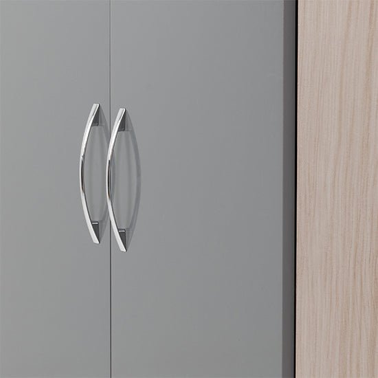 ChoiceWardrobe Modara grey gloss two-door wardrobe with chrome handles