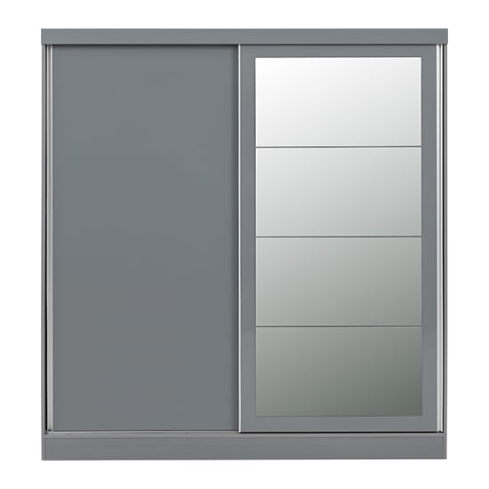 CHOICEWARDROBE Modara grey sliding wardrobe with one solid door and one mirrored door panel.