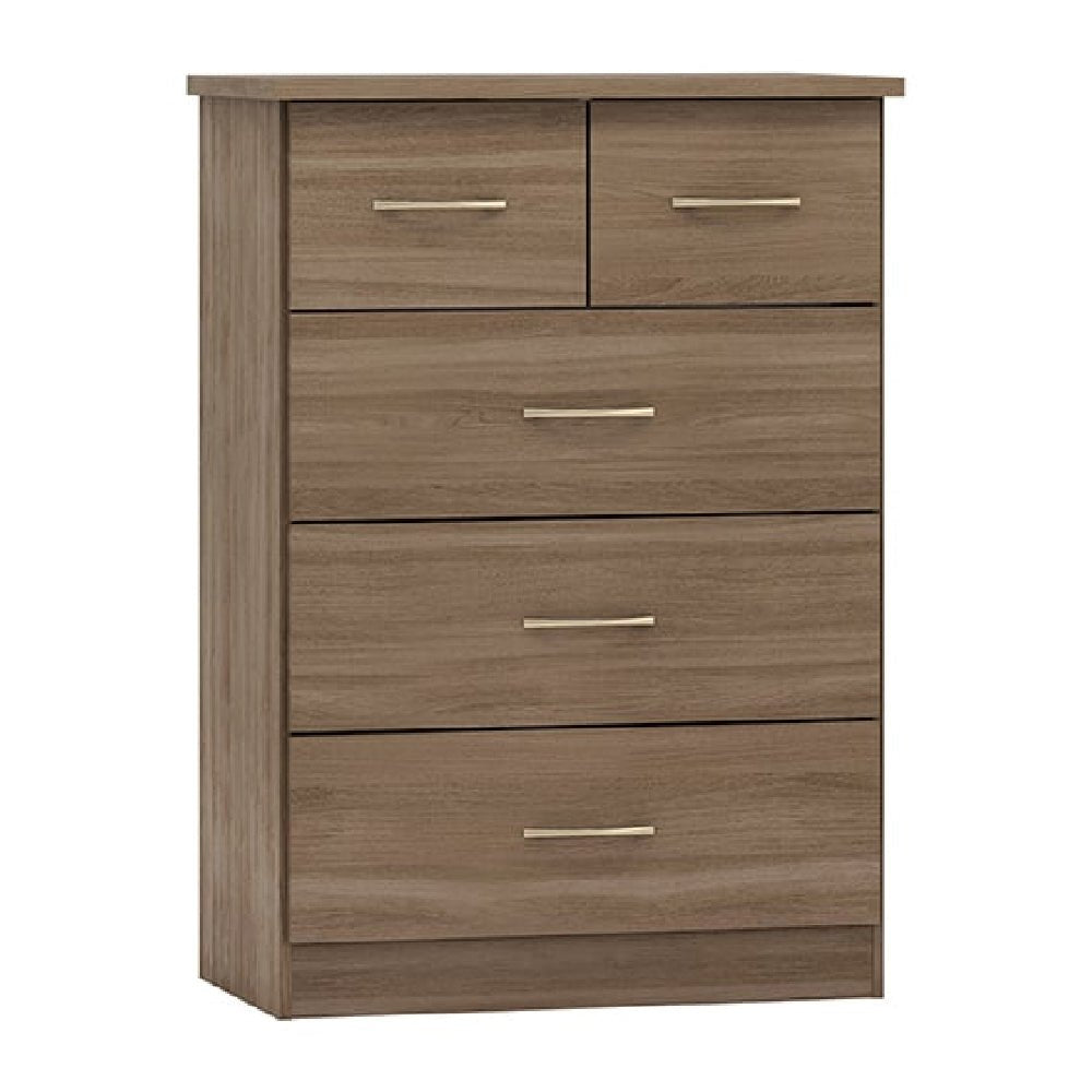 CHOICEWARDROBE Modara Rustic Oak chest of drawers with 5 drawers and metal handles