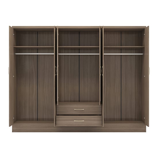 CHOICEWARDROBE Modara 6 door wardrobe in rustic oak effect with 2 visible drawers