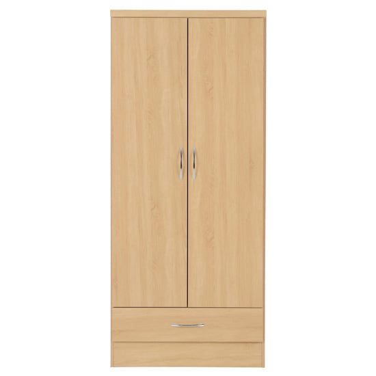 CHOICEWARDROBE Modara Sonoma Oak 2 door 1 drawer slimline wardrobe with silver handles