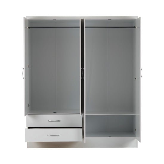 CHOICEWARDROBE Modara 4 door white wardrobe with 2 drawers and twin full-length mirrors