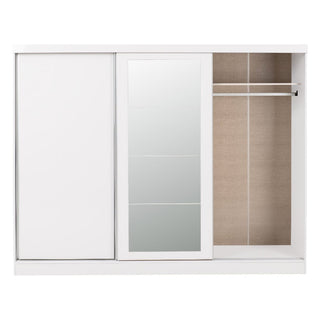 The CHOICEWARDROBE Modara White Gloss 3 Door Sliding Wardrobe with Mirror (242.5cm wide) offers a modern, space-saving design with mirrored panels and ample storage, making it perfect for contemporary interiors.