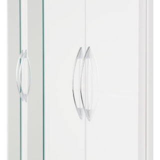Close-up of chrome handles on ChoiceWardrobe Modara White High Gloss Wardrobe for a refined modern look