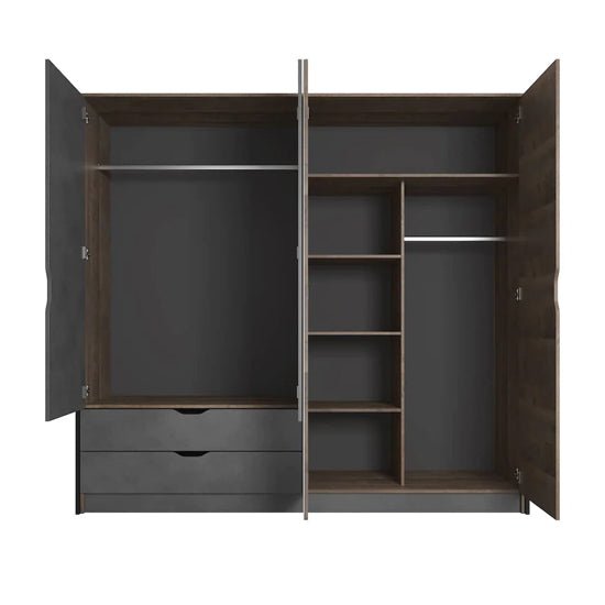 CHOICEWARDROBE Nadir Grande Oak & Concrete 3-door wardrobe with drawers