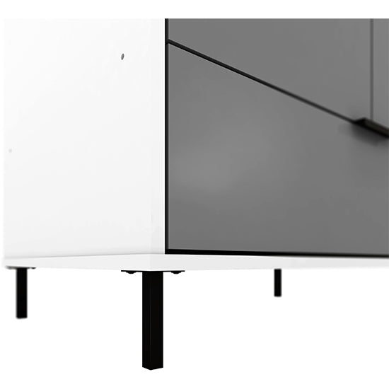 CHOICEWARDROBE Nadric grey and white gloss 2-door mirrored wardrobe base with modern metal legs