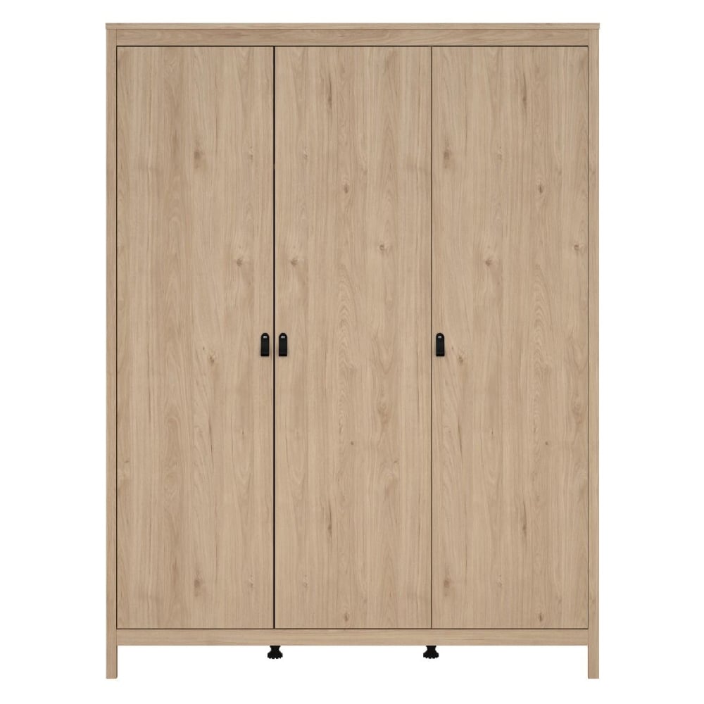 CHOICEWARDROBE Nahlia 3-door oak wooden wardrobe with black handles.