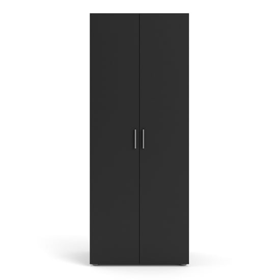 Perkin tall matt black 2-door wardrobe, angled view