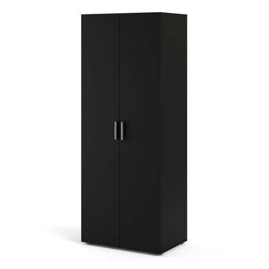 Perkin black 2-door wardrobe with metal handles