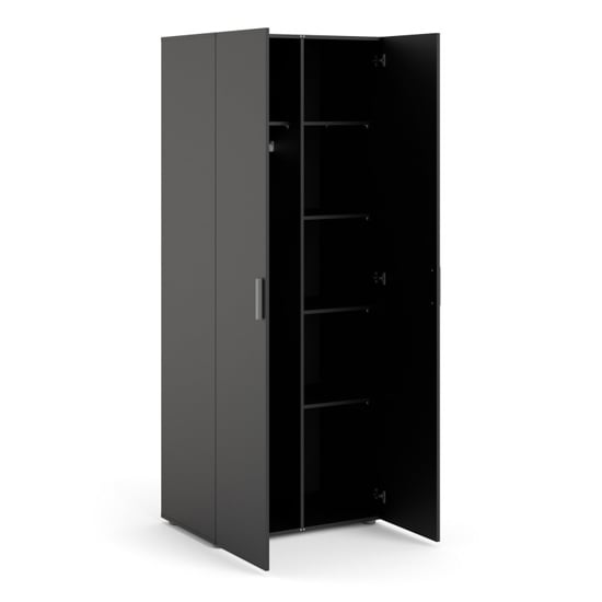 Perkin 2-door wardrobe open to show internal storage