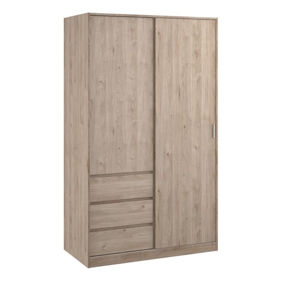 CHOICEWARDROBE Jackson Hickory Oak 2-door sliding wardrobe with 3 drawers