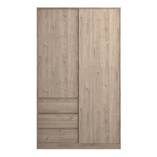 CHOICEWARDROBE Nakou 2 door sliding wardrobe in Jackson Hickory Oak finish with 3 drawers