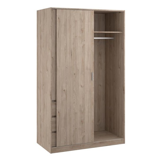 CHOICEWARDROBE Jackson Hickory Oak 2 door sliding wardrobe with 3 drawers