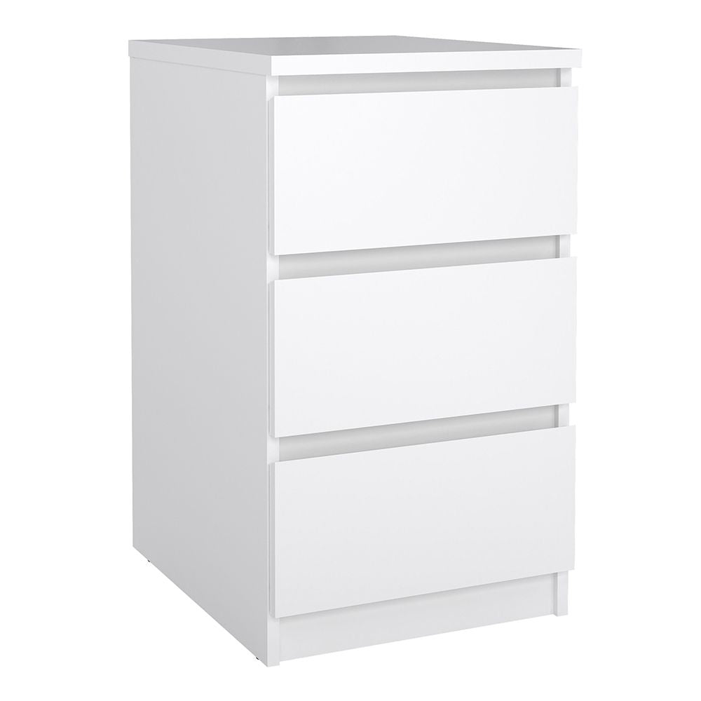 White high gloss 3 drawer chest of drawers | CHOICEWARDROBE Nakou modern bedroom furniture