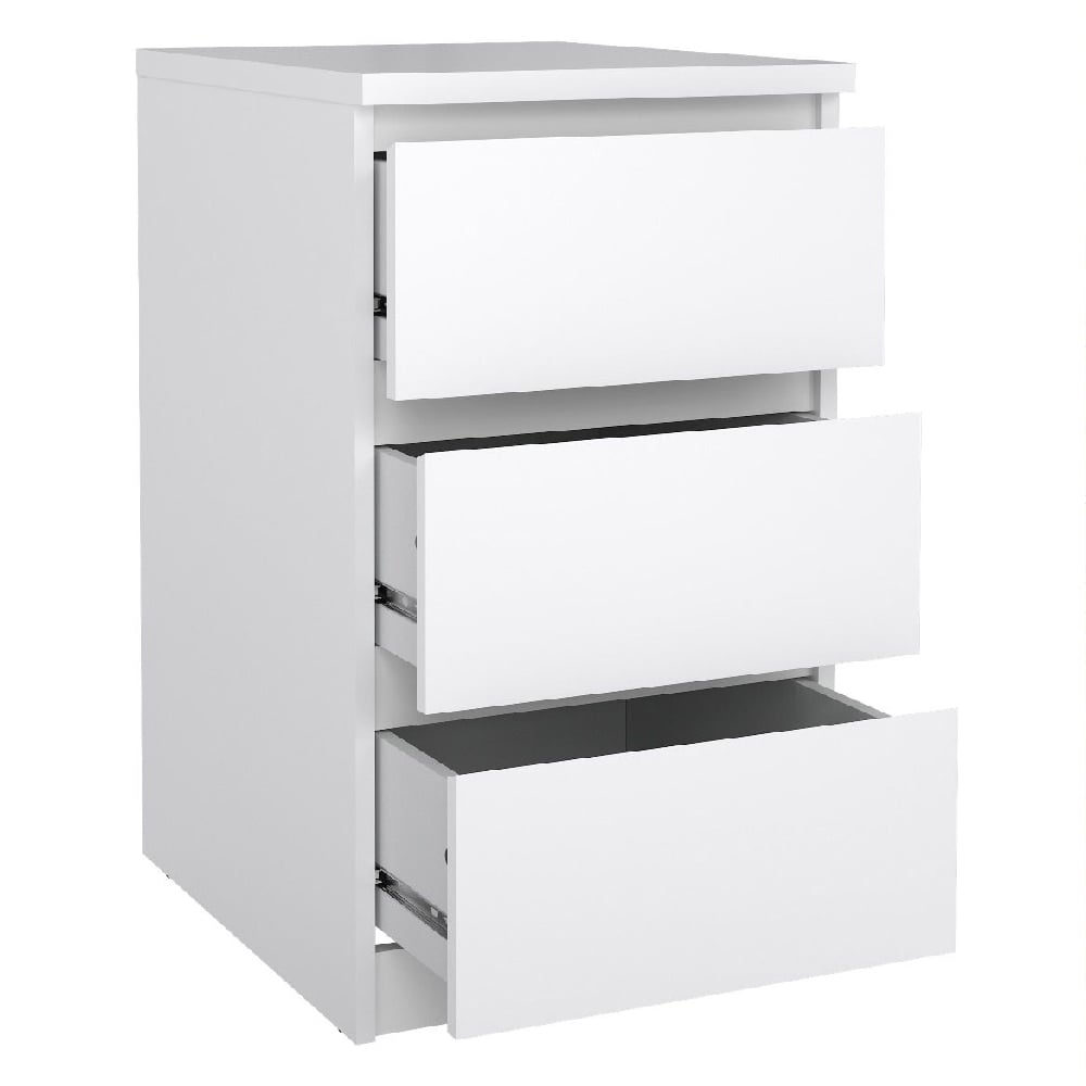CHOICEWARDROBE Nakou white high gloss 3 drawer chest - modern bedroom storage furniture