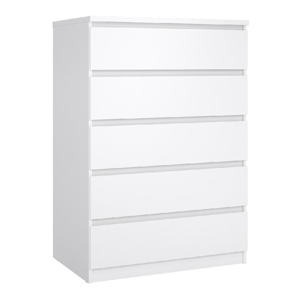 White high gloss 4 drawer chest, modern bedroom furniture, handleless design