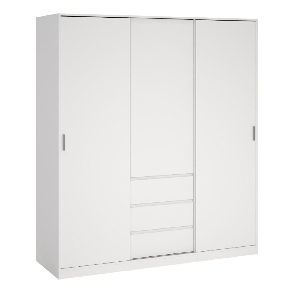 White 2-door, 3-drawer sliding wardrobe