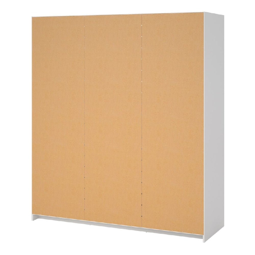 CHOICEWARDROBE Nakou wooden wardrobe back view, 2 sliding doors, white finish