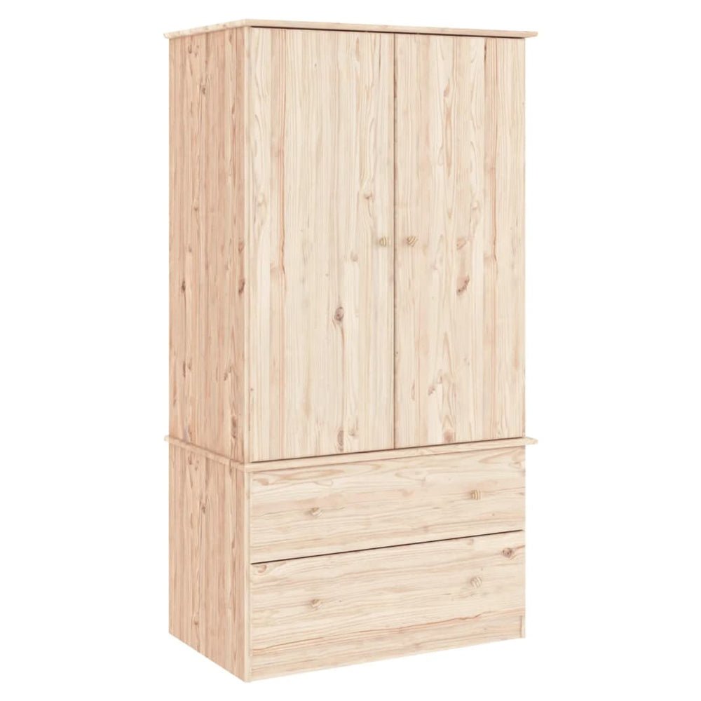 CHOICEWARDROBE Naveri solid pine wardrobe with 2 drawers, natural finish