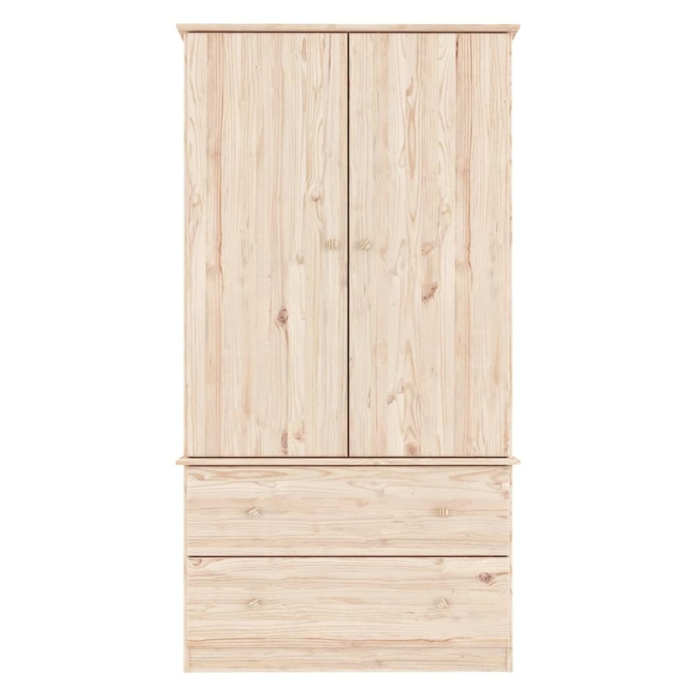 CHOICEWARDROBE Naveri natural wood wardrobe with two doors and two drawers, Scandinavian minimalist design.