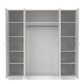 Interior of ChoiceWardrobe New Tork White Wardrobe showing spacious shelves and central hanging rail storage