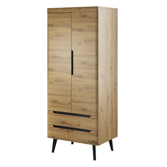 CHOICEWARDROBE Newry 2-door, 2-drawer hinged wardrobe in Artisan Oak finish.