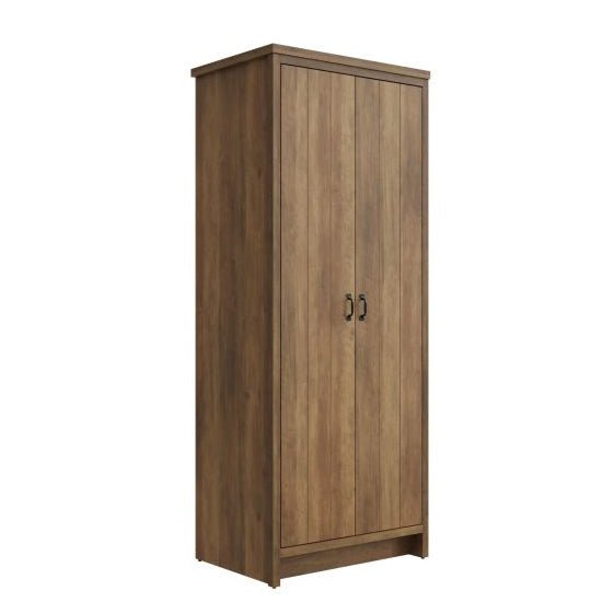 CHOICEWARDROBE Nolan Knotty Oak 2 Door Wardrobe with rustic wood effect and black handles, farmhouse industrial style.
